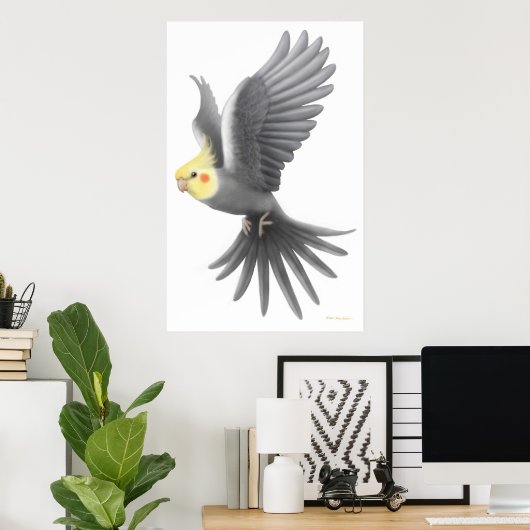 Flying Cockatiel Parrot Poster (Heimbüro)
