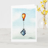 Flying Coffee Watercolor Grußkarte Karte (Gelbe Blume)