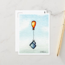 Flying Coffee Watercolor Postcard