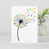 Flying colorful birds dandelion flow einladung (Stehend Vorderseite)