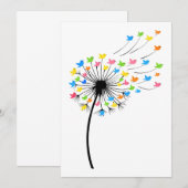 Flying colorful birds dandelion flow einladung (Vorne/Hinten)