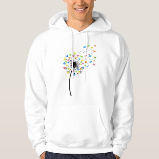 Flying colorful birds dandelion flow hoodie (Vorderseite)