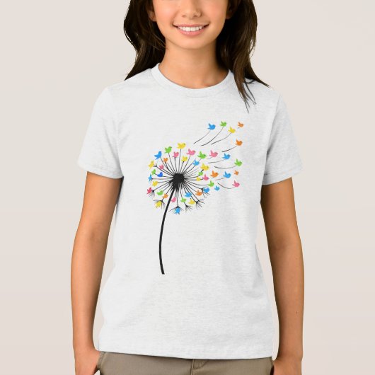Flying colorful birds dandelion flow Tri-Blend shirt (Vorderseite)
