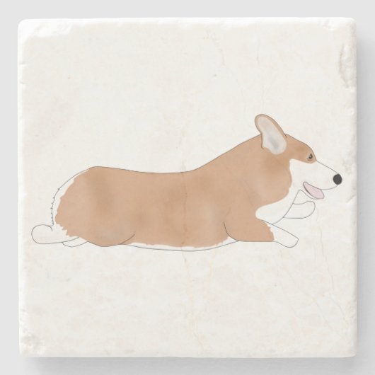 Flying Corgi Stone Untersetzer (Vorderseite)