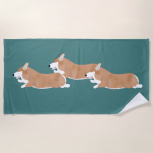 Flying Corgis Beach Handtuch