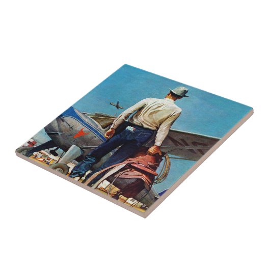 Flying Cowboy von Mead Schäffer Fliese (Seite)