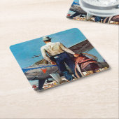 Flying Cowboy von Mead Schäffer Rechteckiger Pappuntersetzer (angewinkelt)