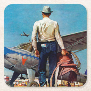 Flying Cowboy von Mead Schäffer Rechteckiger Pappuntersetzer