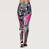 FLYING CRANES WAVES, BLUME Pink Japanisch Blumenst Leggings (Rückseite)