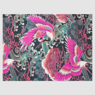 FLYING CRANES WAVES, BLUME Pink Japanisch Blumenst Seidenpapier