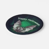 Flying Creepy Gray Bat Misty Glühende grüne Höhle Pappteller (Schrägansicht)