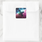 Flying Cross in Space-Aufkleber Quadratischer Aufkleber (Tasche)