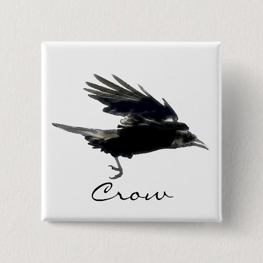 FLYING CROW Raven Wildlife Bird Art Button (Vorderseite)