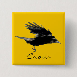 FLYING CROW Raven Wildlife Bird Art Button