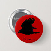 FLYING CROW Raven Wildlife Bird Art Button (Vorne & Hinten)
