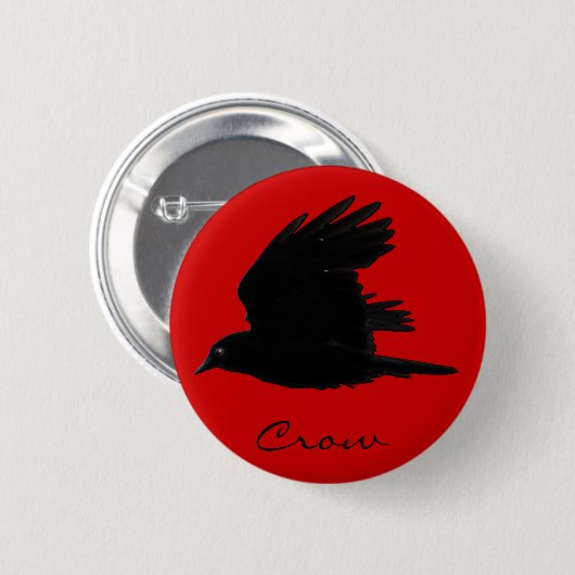 FLYING CROW Raven Wildlife Bird Art Button (Vorne & Hinten)