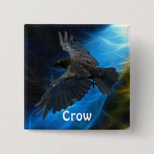 FLYING CROW Raven Wildlife Bird Art Button (Vorderseite)