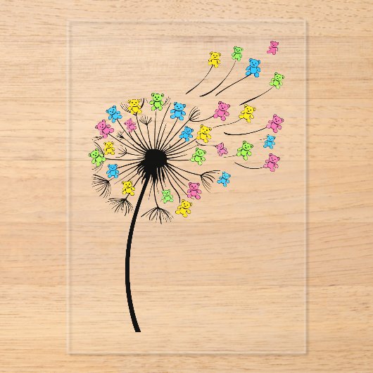 Flying cute bears dandelion flow acryleinladungen (Vorderseite)