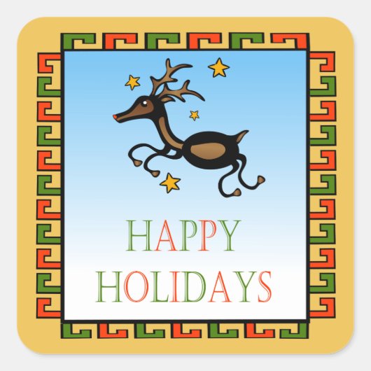 Flying Deer Square Decal / Aufkleber (Vorderseite)