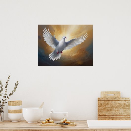 Flying der weißen Taube Poster (Küche)