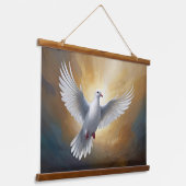 Flying der weißen Taube Wandteppich Mit Holzrahmen (Gewinkelt)