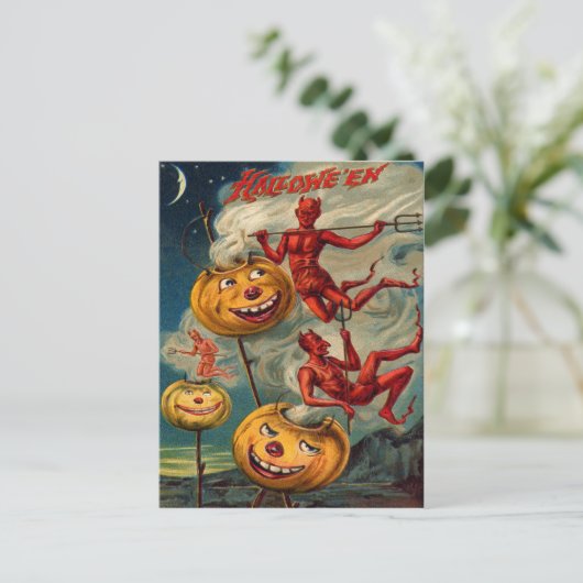 Flying Devils Jack O' Lantern Smoke Postkarte (Stehend Vorderseite)