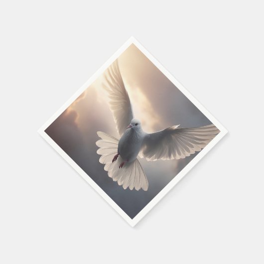 Flying Dove & Cloudy Sunny Sky Serviette (Ecke)