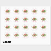 FLYING DOVE MIT PINK ROSE Danke Monogram Runder Aufkleber (Blatt)