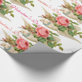 FLYING DOVE MIT PINK ROSE VALENTINE GESCHENKPAPIER (Ecke)