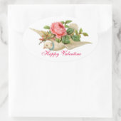FLYING DOVE MIT PINK ROSE VALENTINE OVALER AUFKLEBER (Tasche)