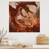 Flying Dragon Attack Foto Mosaik-Poster Poster (Küche)