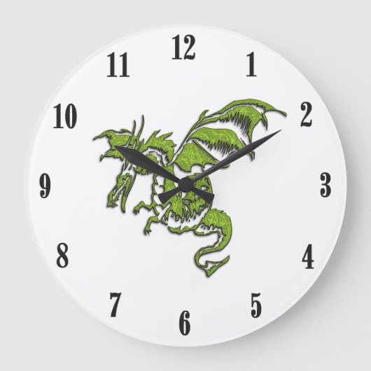 Flying Dragon Design Black Numbers Große Wanduhr (Vorderseite)