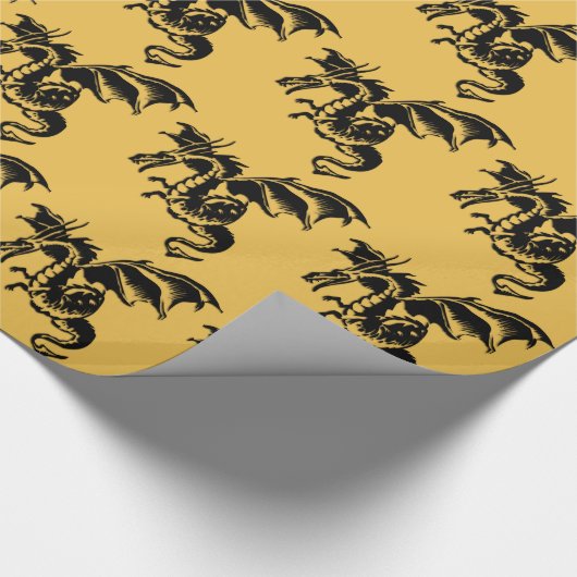 Flying Dragon Design Gold Geschenkpapier (Ecke)