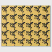 Flying Dragon Design Gold Geschenkpapier (Flach)