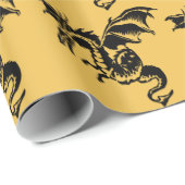 Flying Dragon Design Gold Geschenkpapier (Rolleneckpunkt)