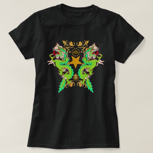Flying Dragon Gilded Floral Star T-Shirt (Design vorne)