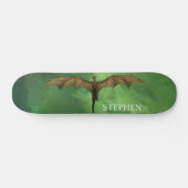 Flying Dragon Green Nebula Galaxy Monogram Skateboard (Horizontal)