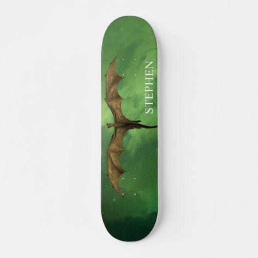 Flying Dragon Green Nebula Galaxy Monogram Skateboard (Vorne)