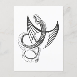 Flying Dragon in dark gray and white Postkarte