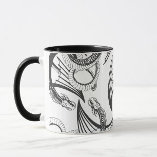 Flying Dragon in dark gray and white. Tasse