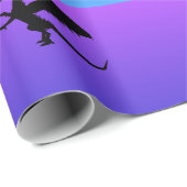 Flying Dragon Silhouette Lila Blue Geschenkpapier (Rolleneckpunkt)