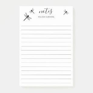 Flying Dragonflies & Custom Title and Name Linken Post-it Klebezettel