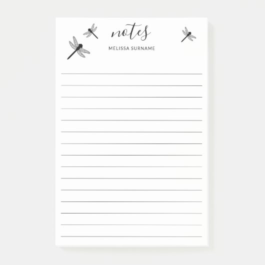 Flying Dragonflies & Custom Title and Name Linken Post-it Klebezettel (Vorderseite)