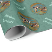 Flying Ducks Sea Neist grün Geschenkpapier (Rolleneckpunkt)