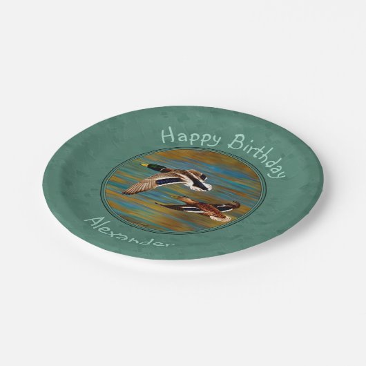 Flying Ducks Sea Neist grün Pappteller (Schrägansicht)