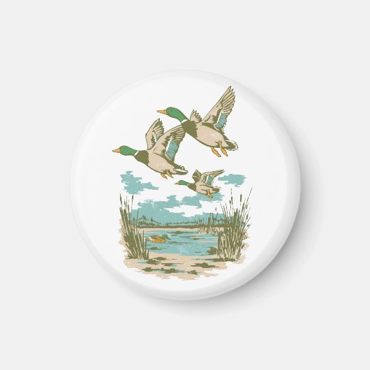 Flying Ducks Wetland Wildlife Nature Hunting Outdo Magnet (Vorne)