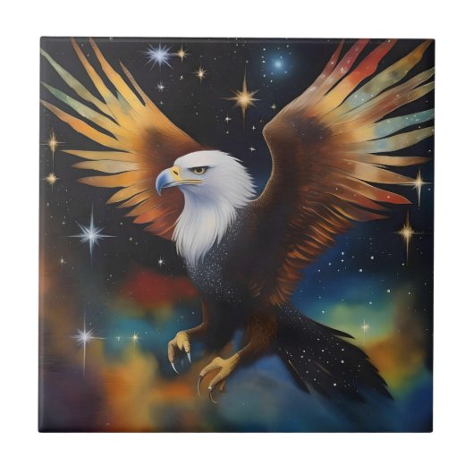 Flying Eagle Colorful Cosmic Art, Fliese (Vorderseite)