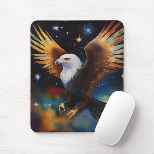 Flying Eagle Colorful Cosmic Art, Mousepad (Mit Mouse)