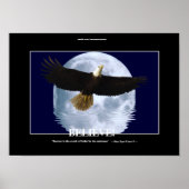 Flying Eagle & Moon "Glaube!" Motivierend Kunst Poster (Vorne)