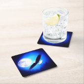 Flying Eagle & Moon Rechteckiger Pappuntersetzer (Vor Ort)